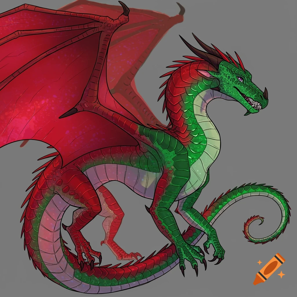 A red and green dragon illustration