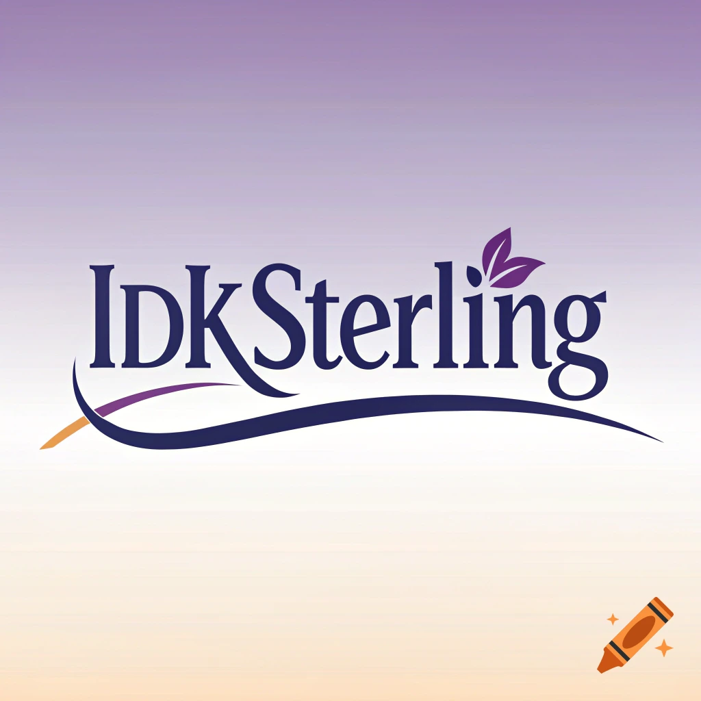 Logo for IDKSterling with text and leaf symbol.
