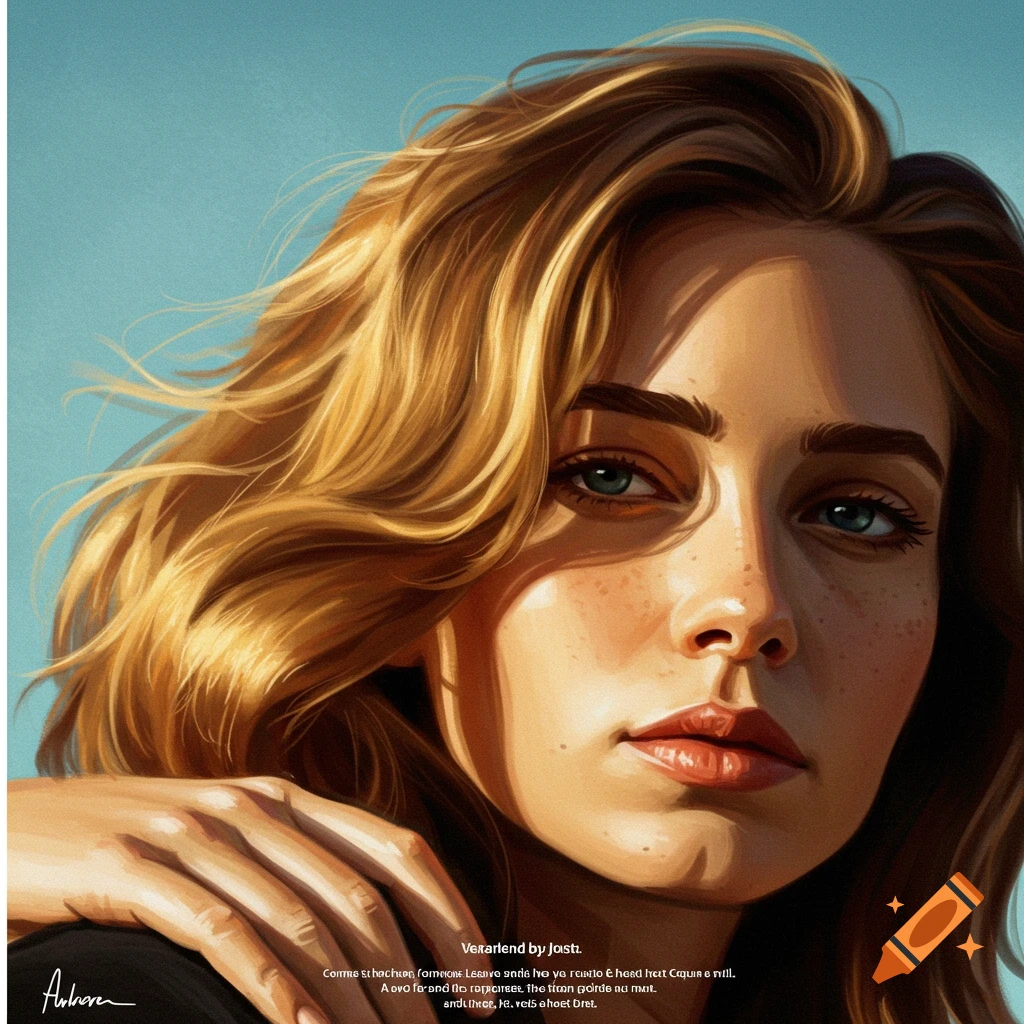 Close-up portrait of a woman with blonde hair and freckles.