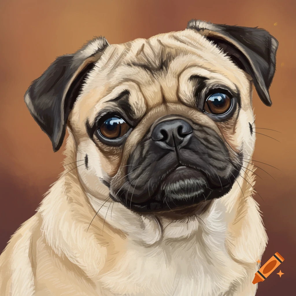 A portrait of a pug dog