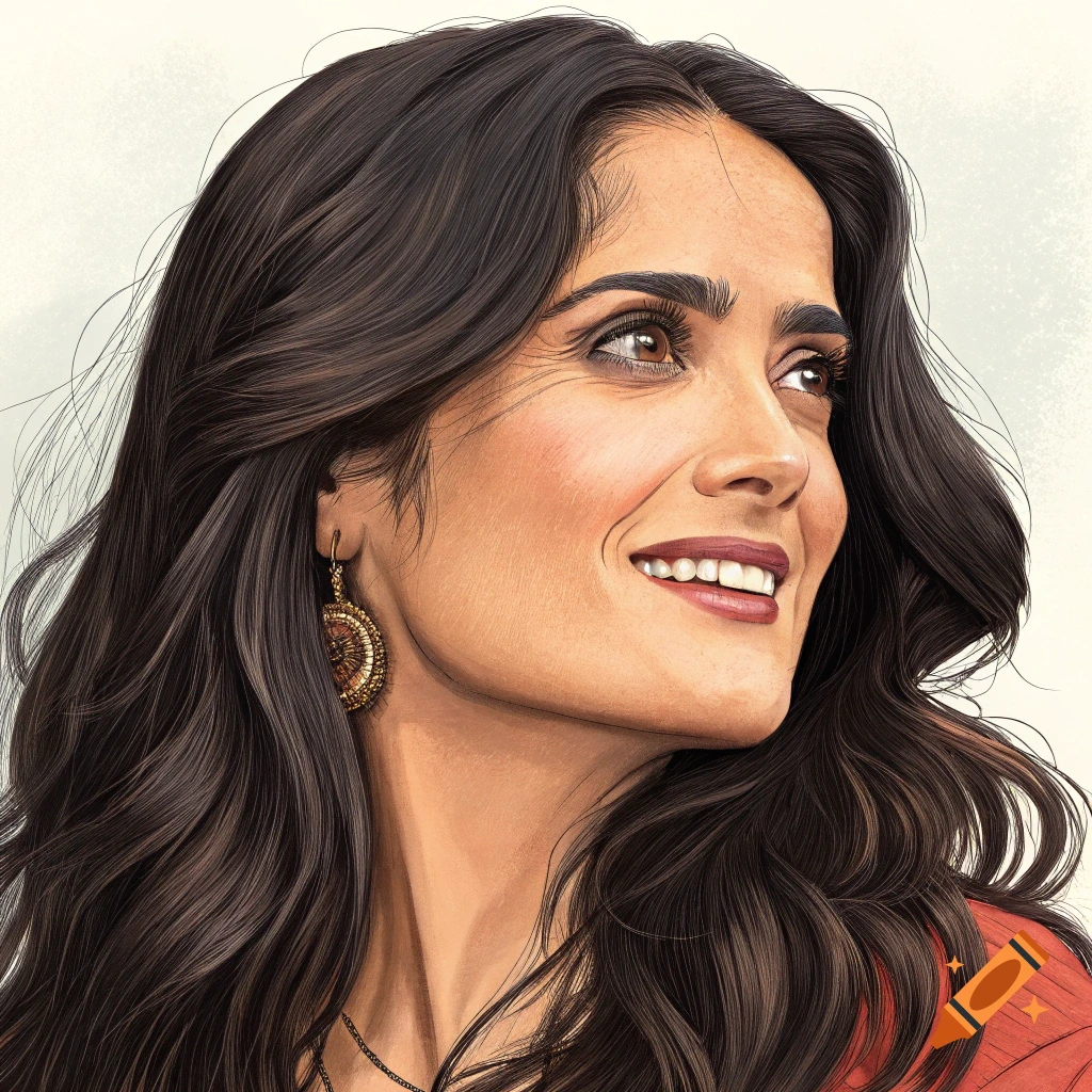 Close-up illustration of a woman smiling