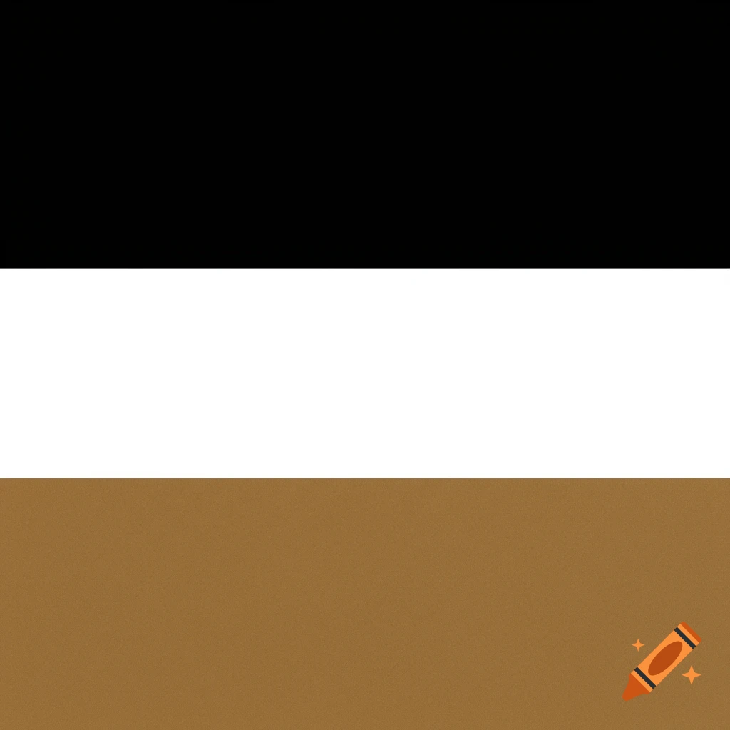 Horizontal bands of black, white, and brown