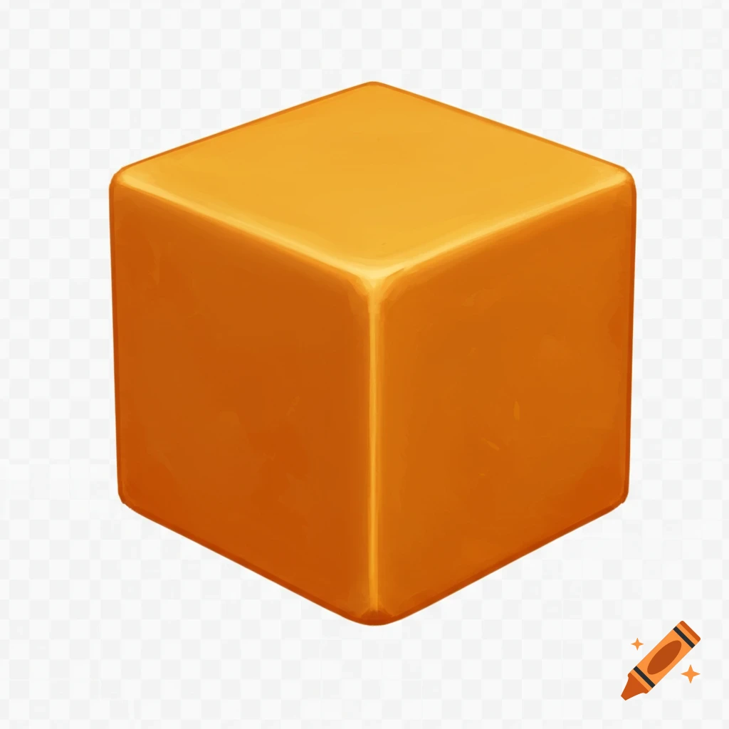 A glossy orange cube