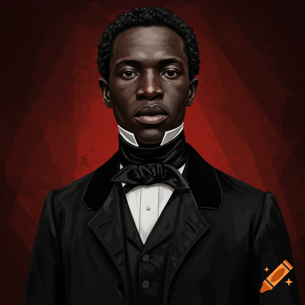 Portrait of a Black man in a 19th-century suit and bow tie.