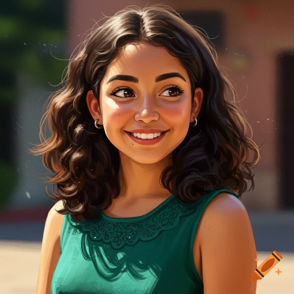 Smiling Latina woman in a portrait outdoors.