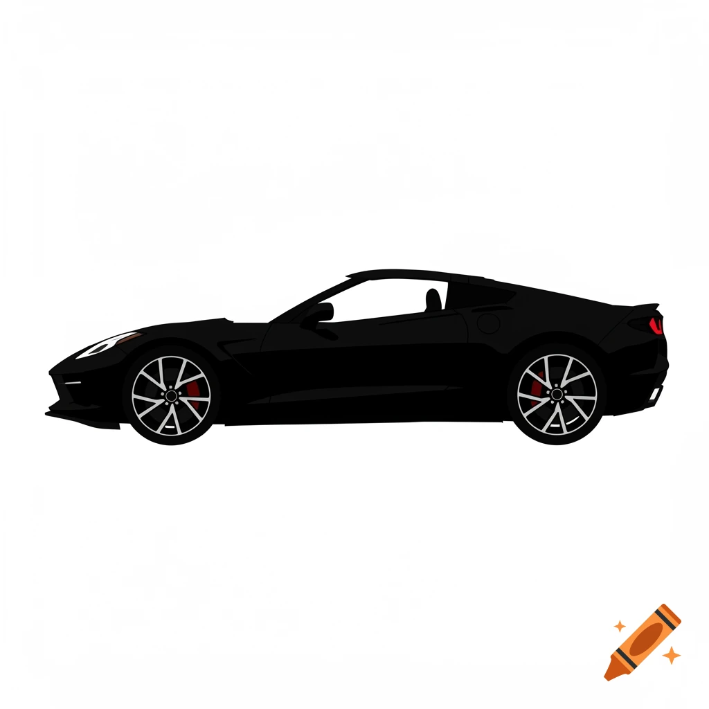 Black car silhouette on white background.
