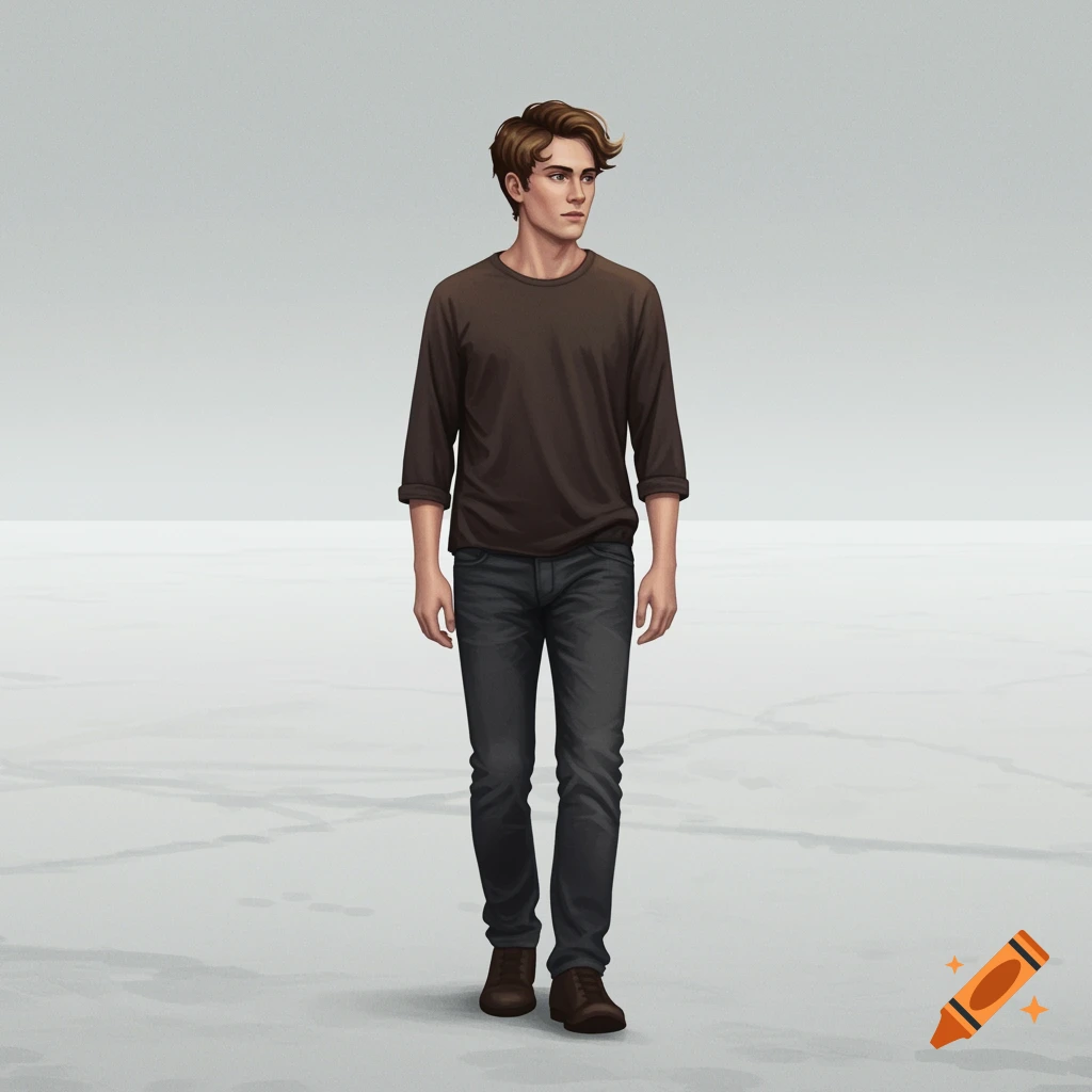 Digital illustration of a young man walking