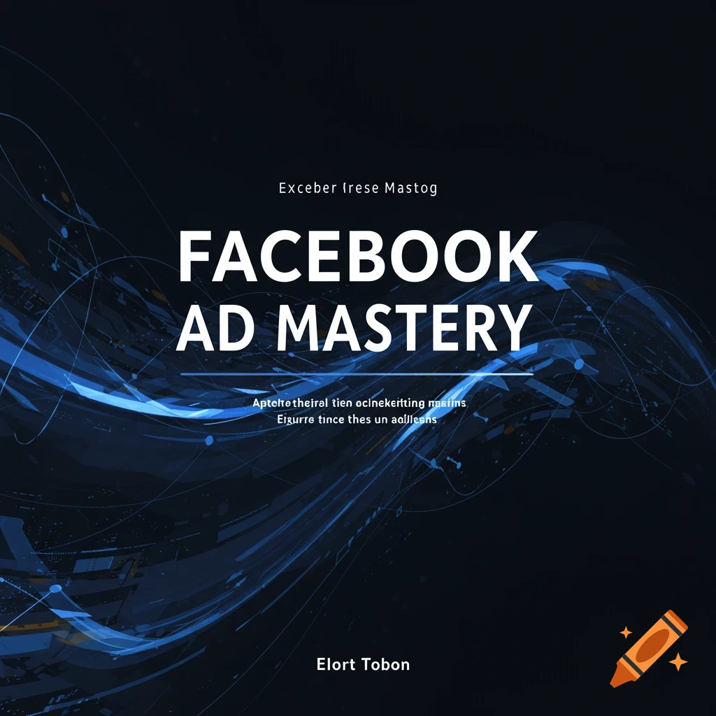 An abstract blue and black eBook cover with the title FACEBOOK AD MASTERY in large white letters.