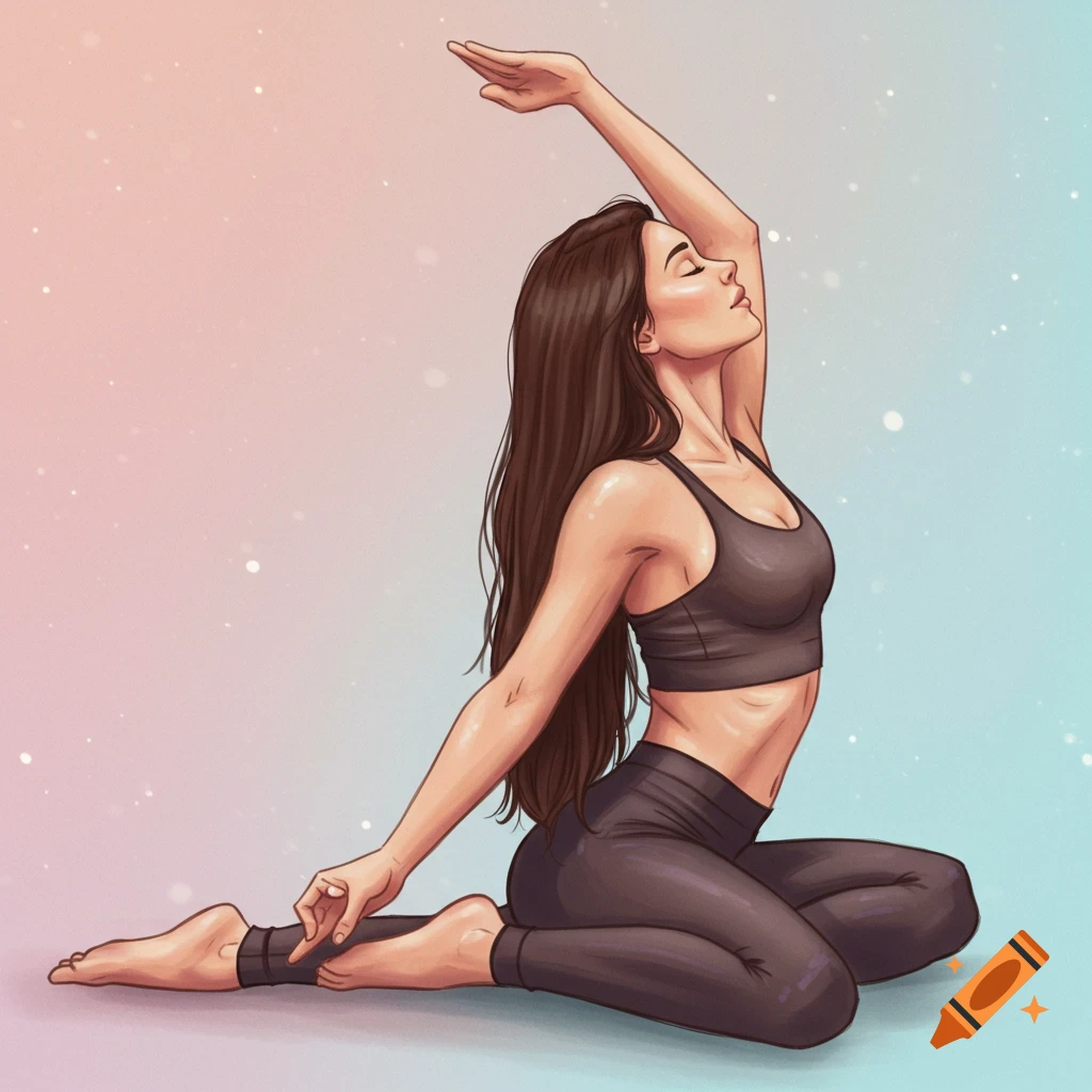 Illustration of a woman doing a yoga pose.