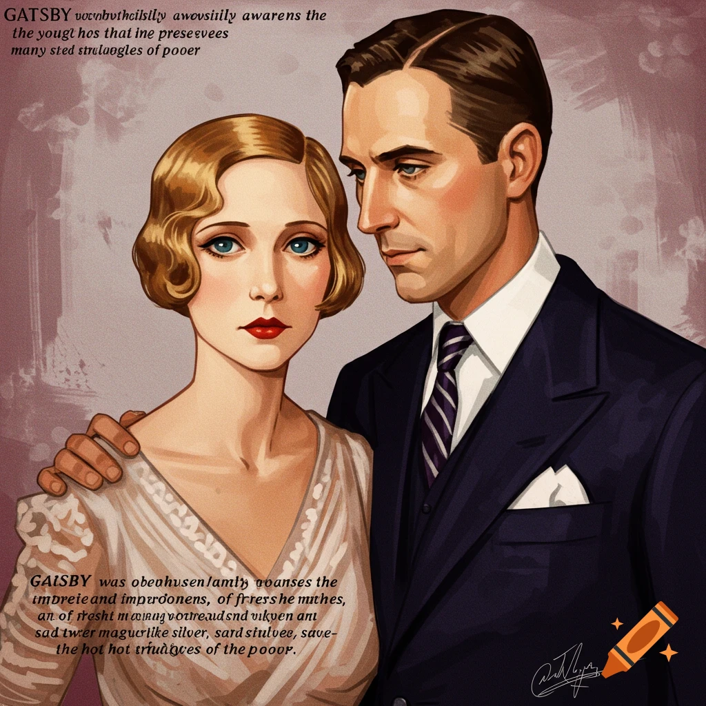 Illustration of a man and woman in vintage 1920s clothing.