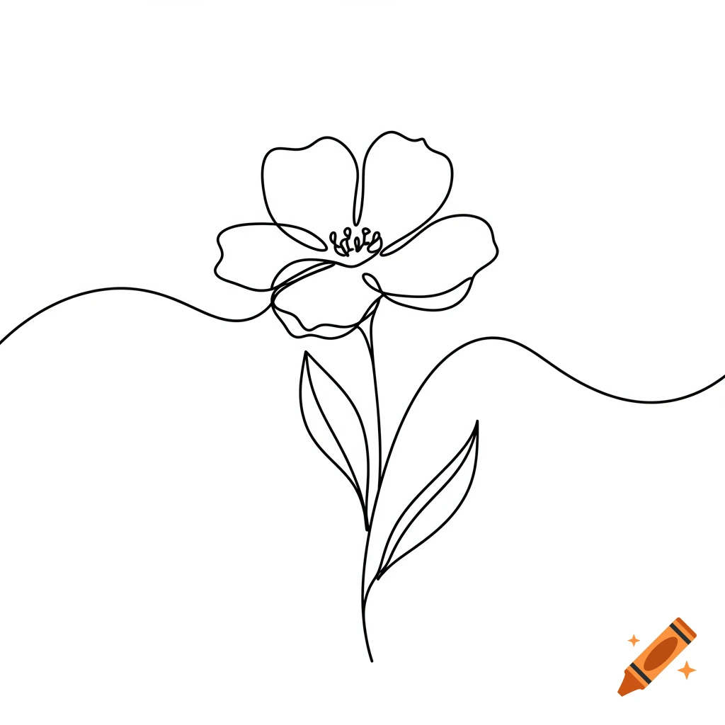 Minimalist single line drawing of a flower