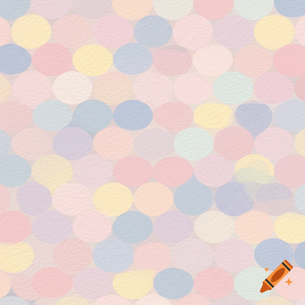 A minimalist geometric pattern of overlapping circles in pastel pink, yellow, blue, and purple.