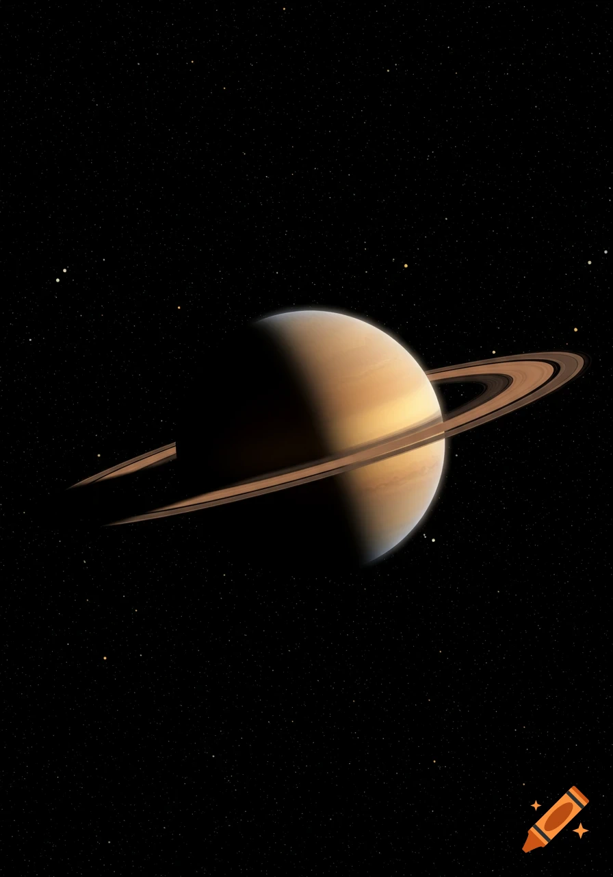 The planet Saturn and its rings against a starry background