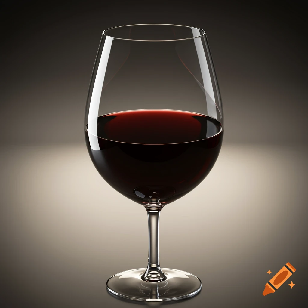 A glass of red wine on a dark background.