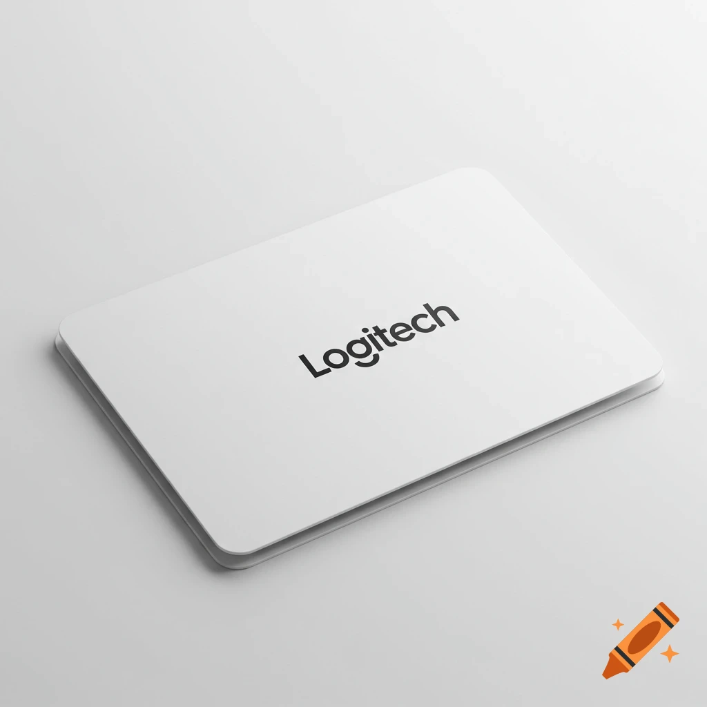 A white gift card with the black Logitech logo on a white background.