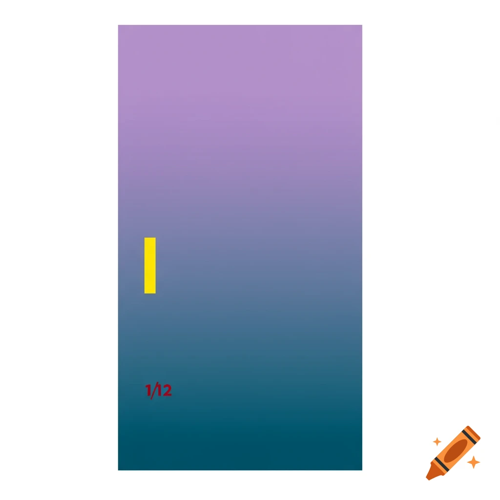 A vertical gradient background transitioning from purple at the top to blue-green at the bottom, with a yellow vertical bar on the left and red text "1/12" near the bottom left.