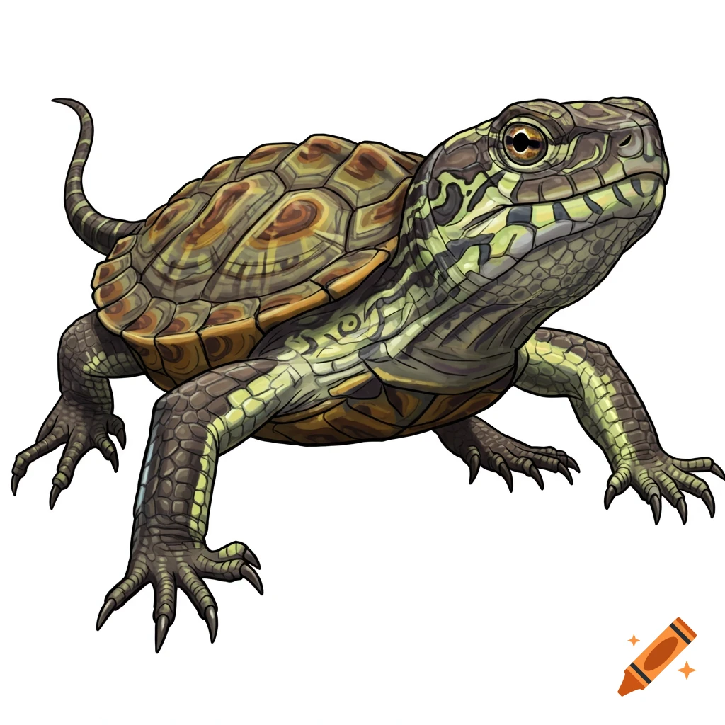 Illustration of a Big Bend Slider turtle.