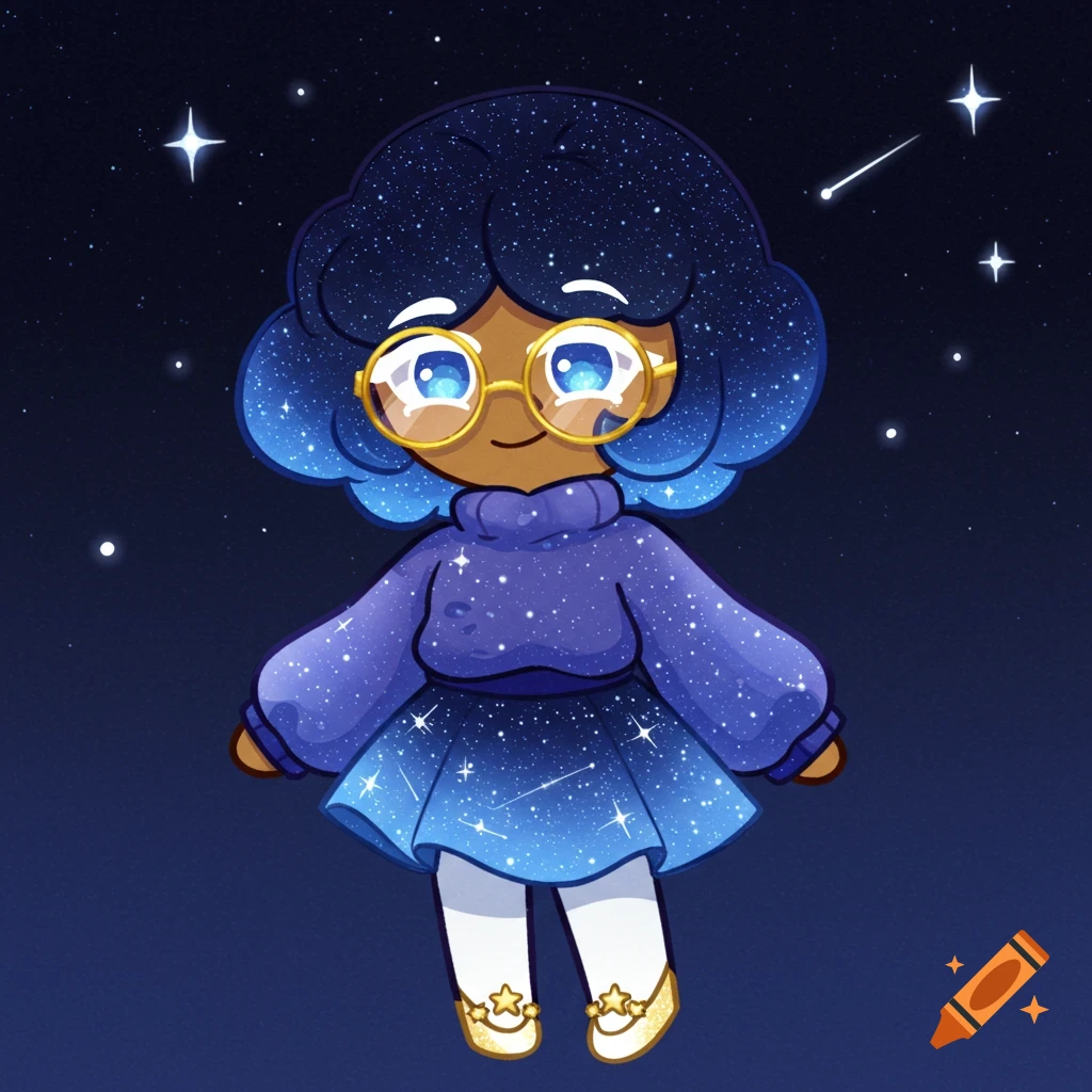 Cookie run kingdom oc with a starry theme on craiyon