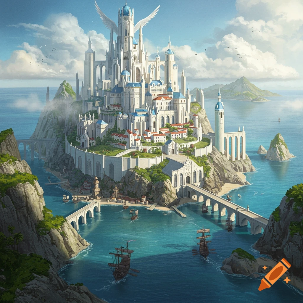 Tropical Island Fantasy Port City on Craiyon