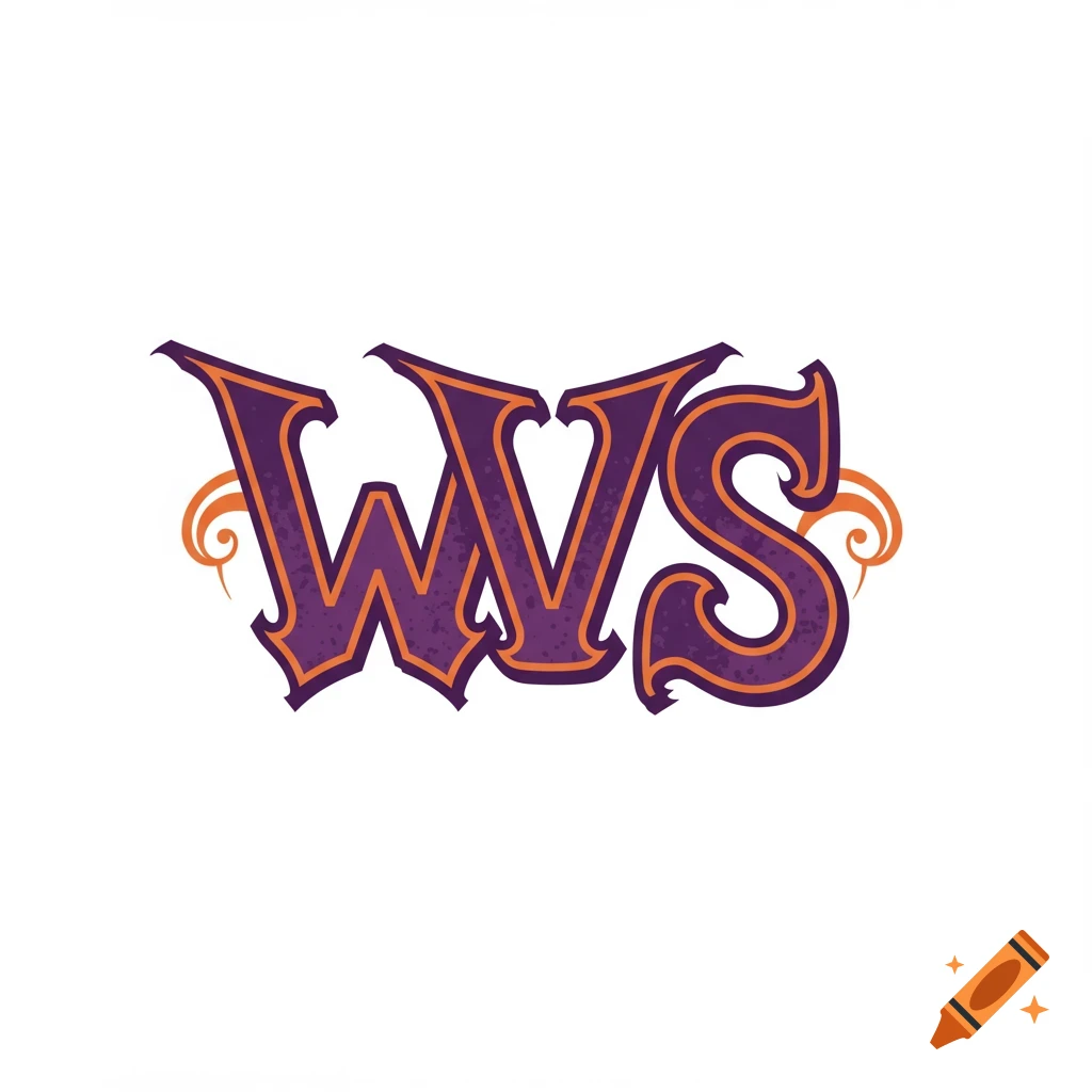Logo with the letters WVS in purple and orange tattoo style.