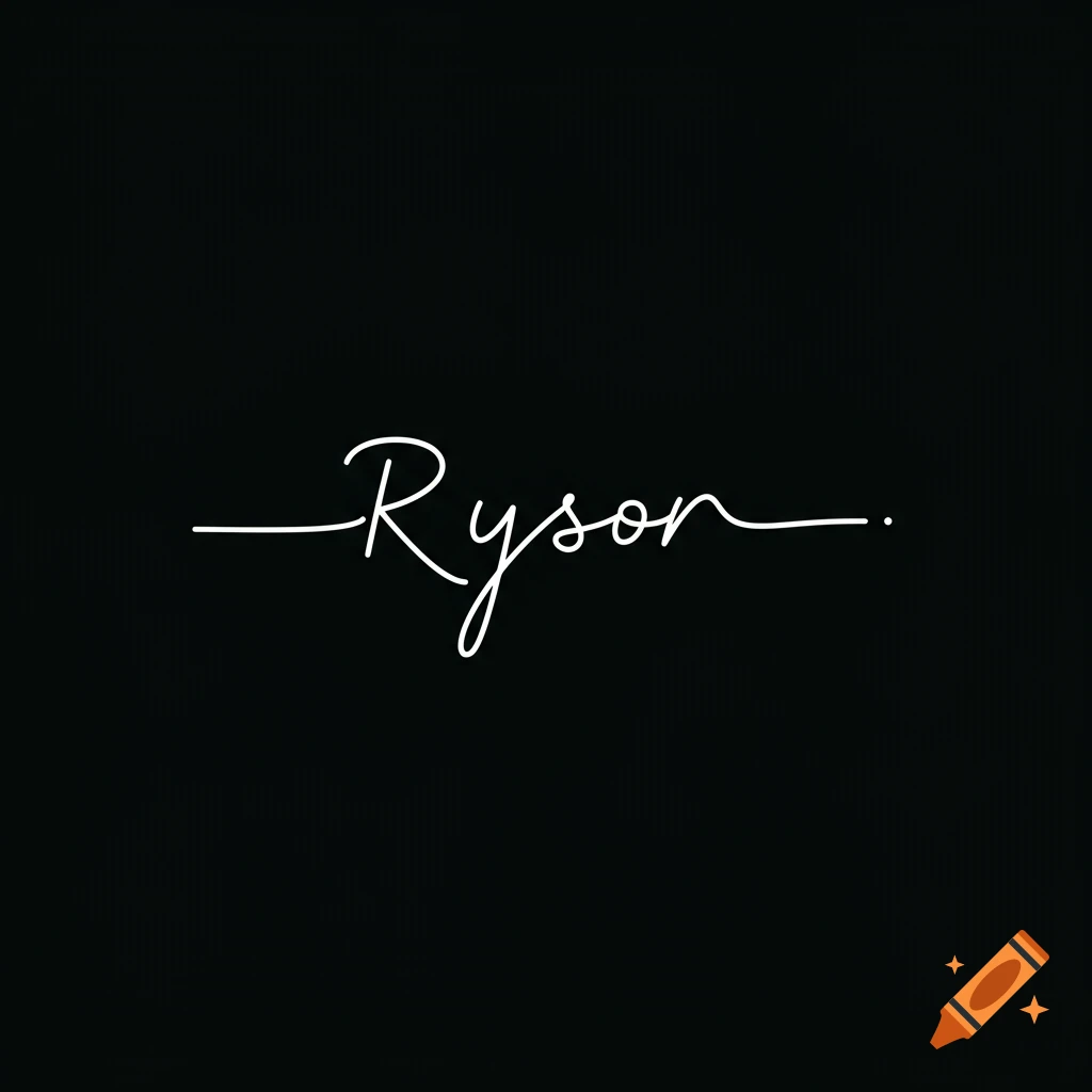 Script signature of the name Ryson on a black background.