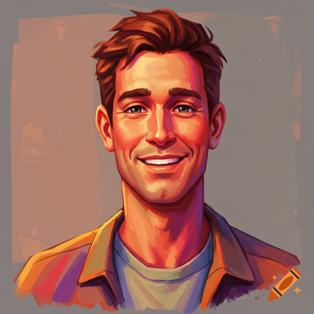 Stylized portrait of a smiling man