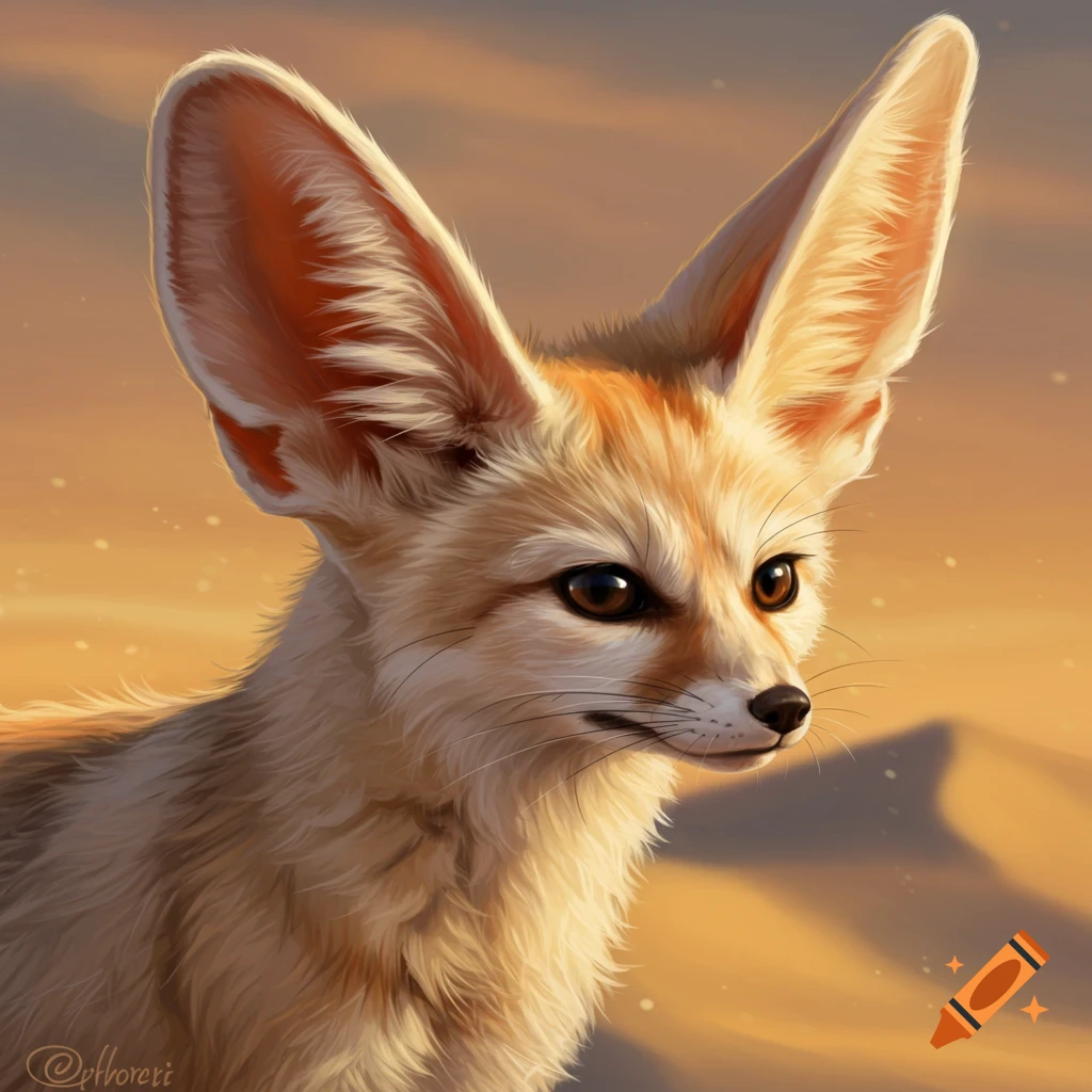 Close-up of a fennec fox in a desert setting.
