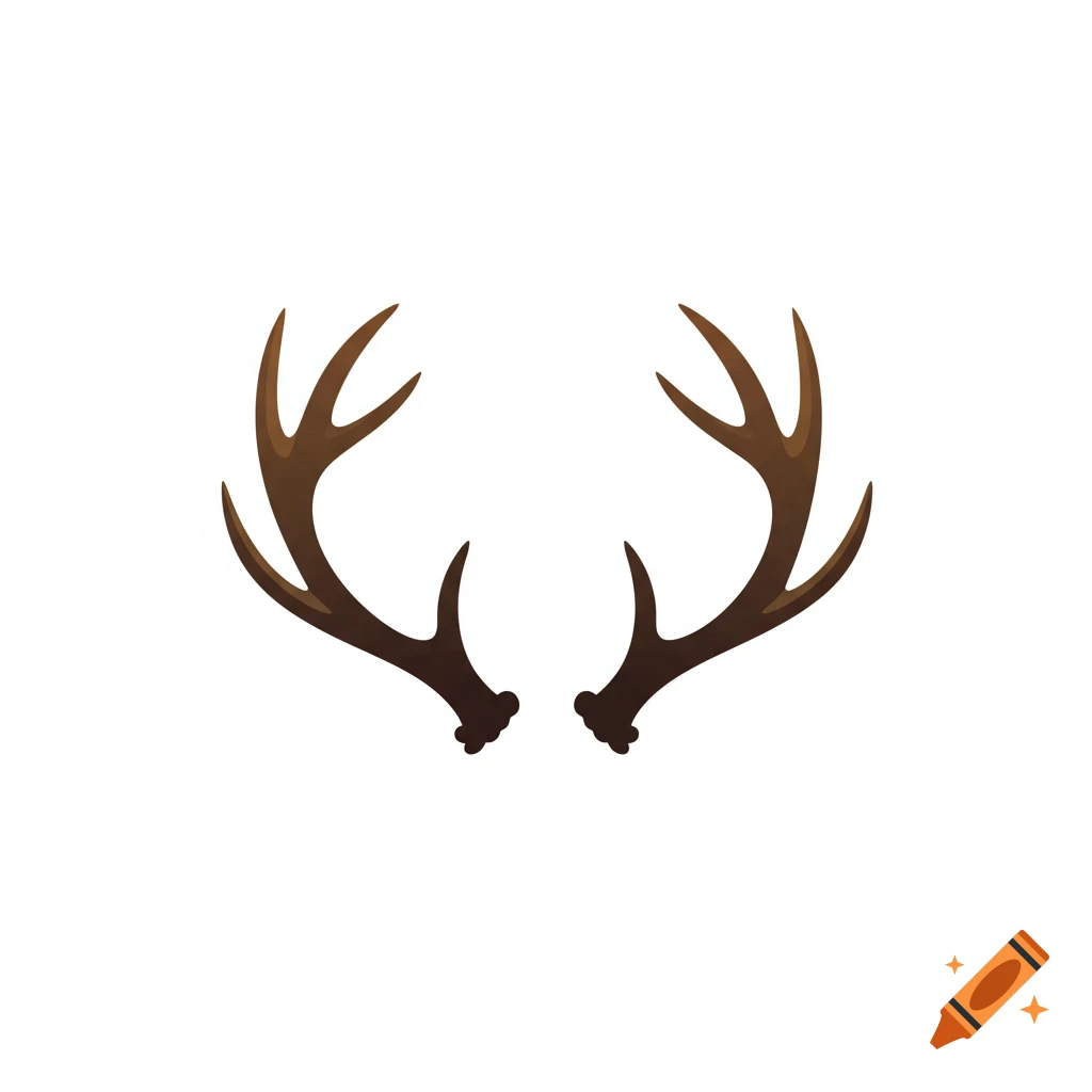Illustration of two brown antlers on a white background.