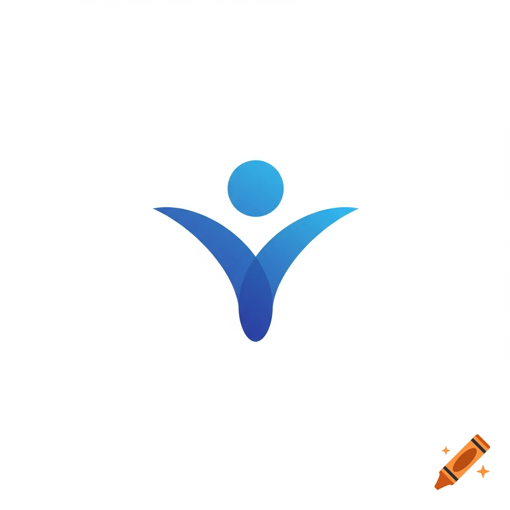 Blue abstract person logo on a white background