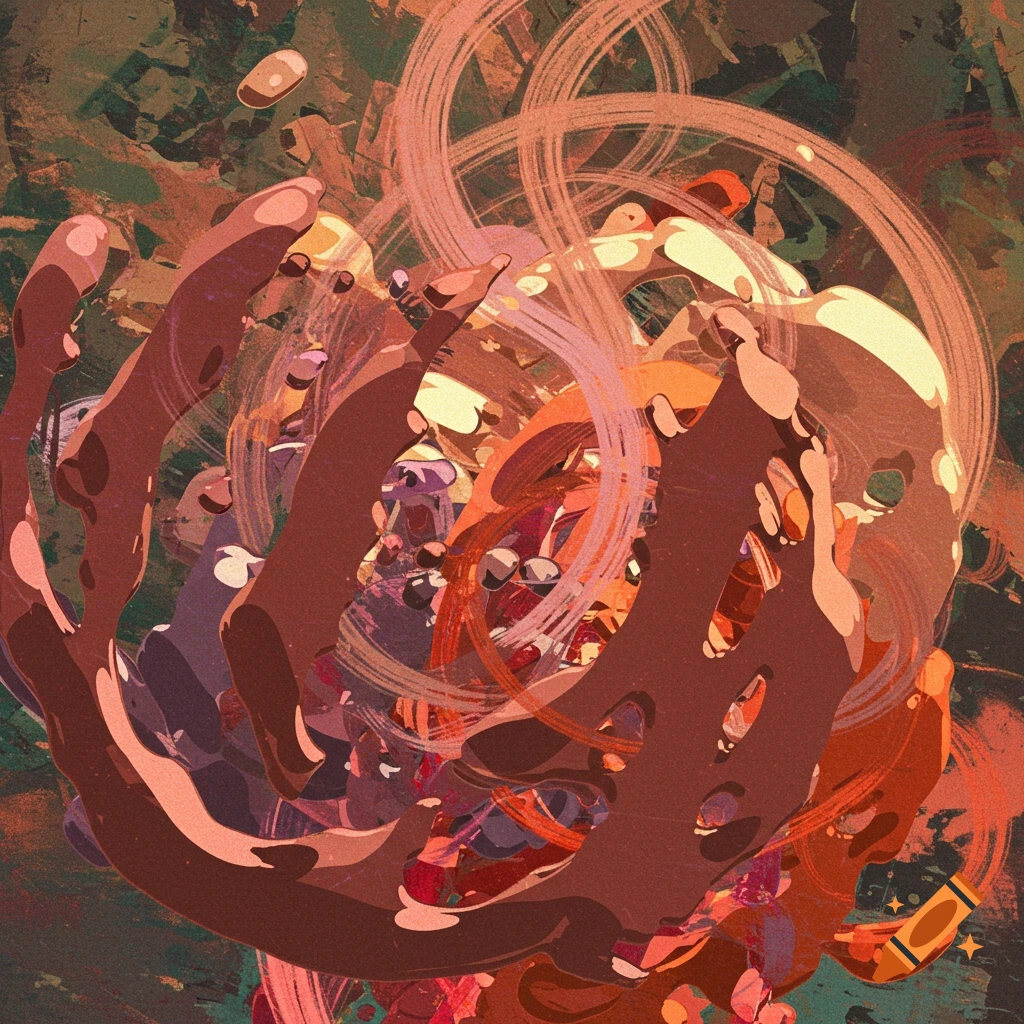 Abstract swirling shapes in warm earthy tones
