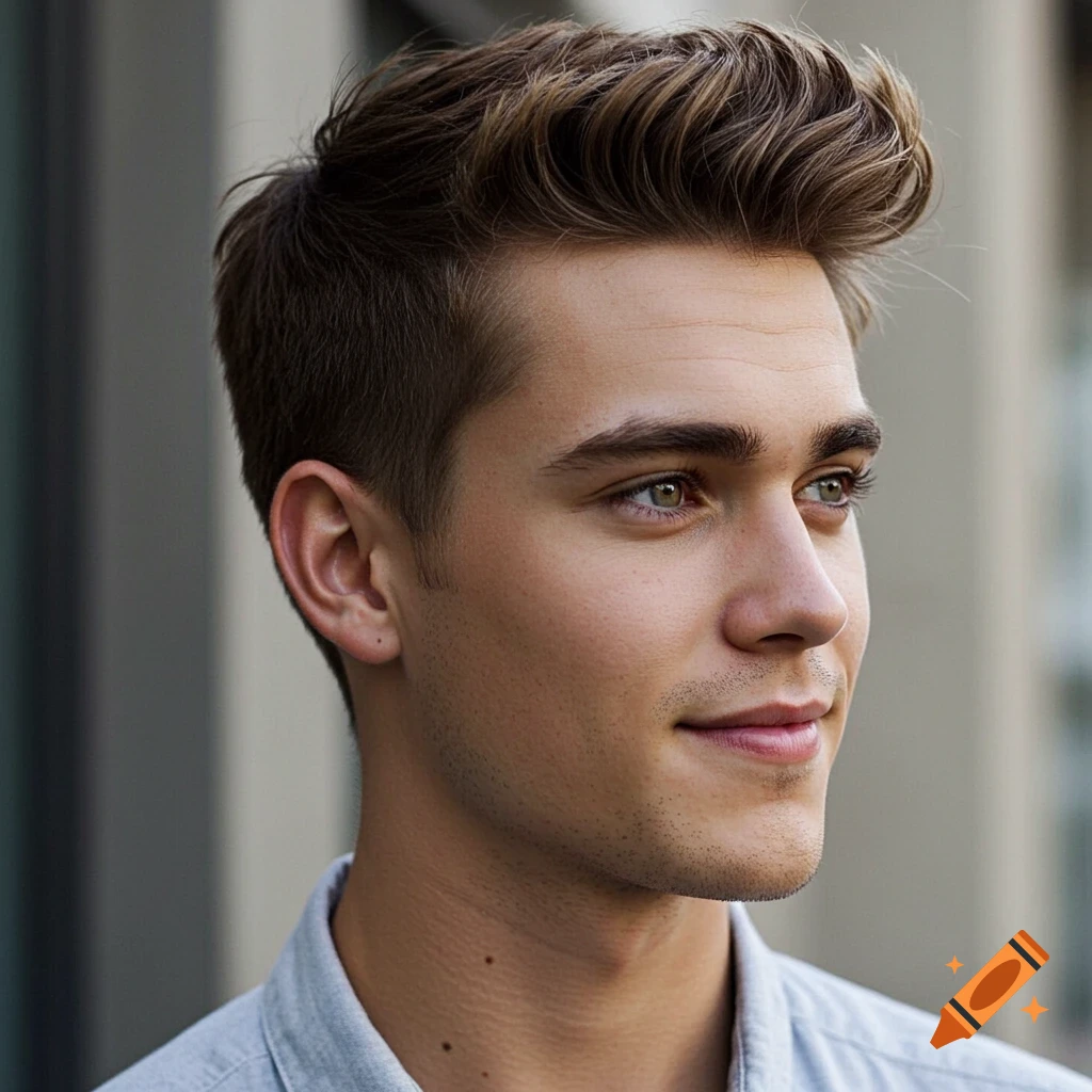 Close-up photo portrait of a young man looking sideways.