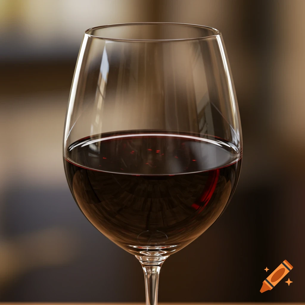 A close-up of a glass of red wine.