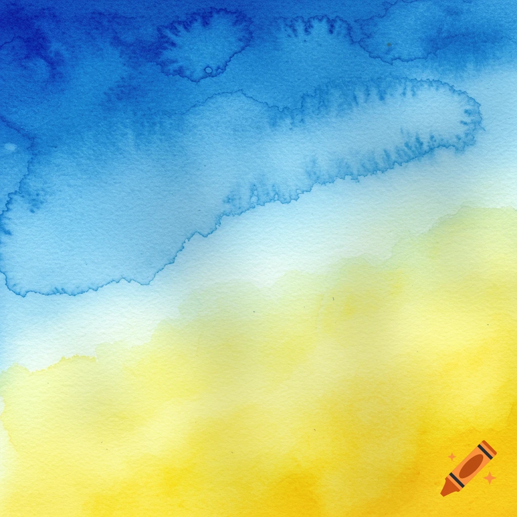 A blue and yellow watercolor background.