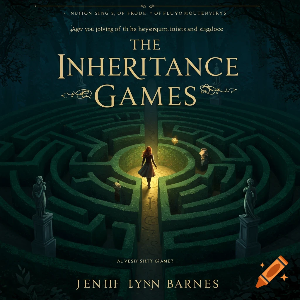 Book cover showing a person walking through a large hedge maze.