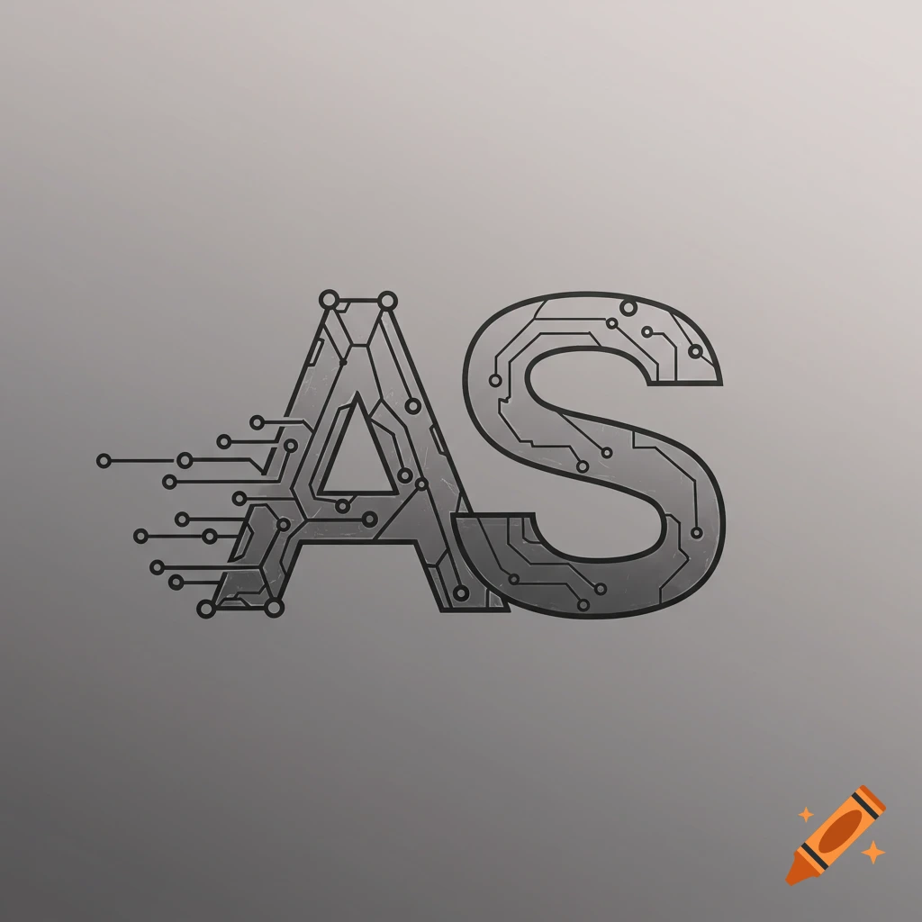 High-tech logo with circuit board design forming the letters AS.