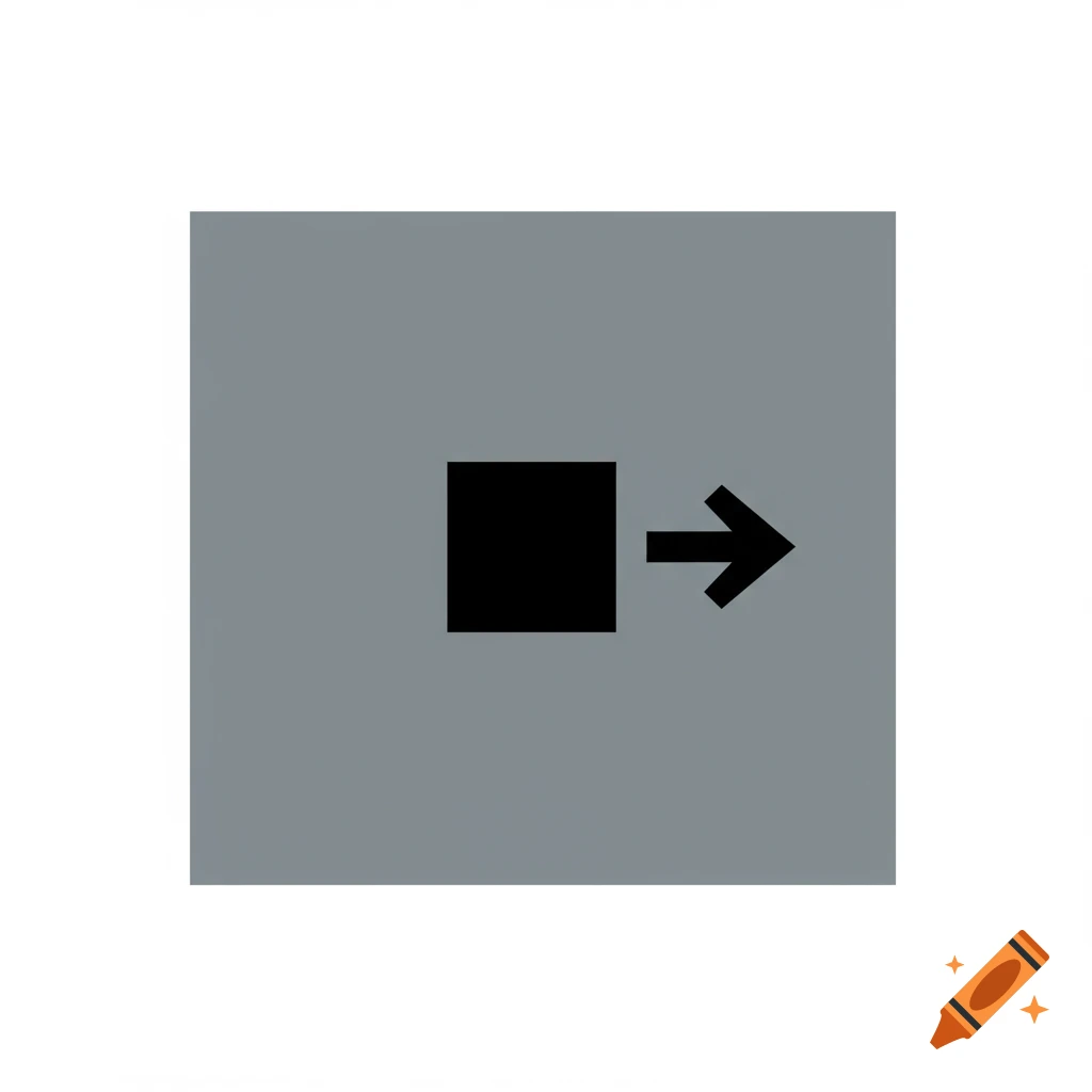 Simple graphic of a gray square containing a black square and a right arrow.