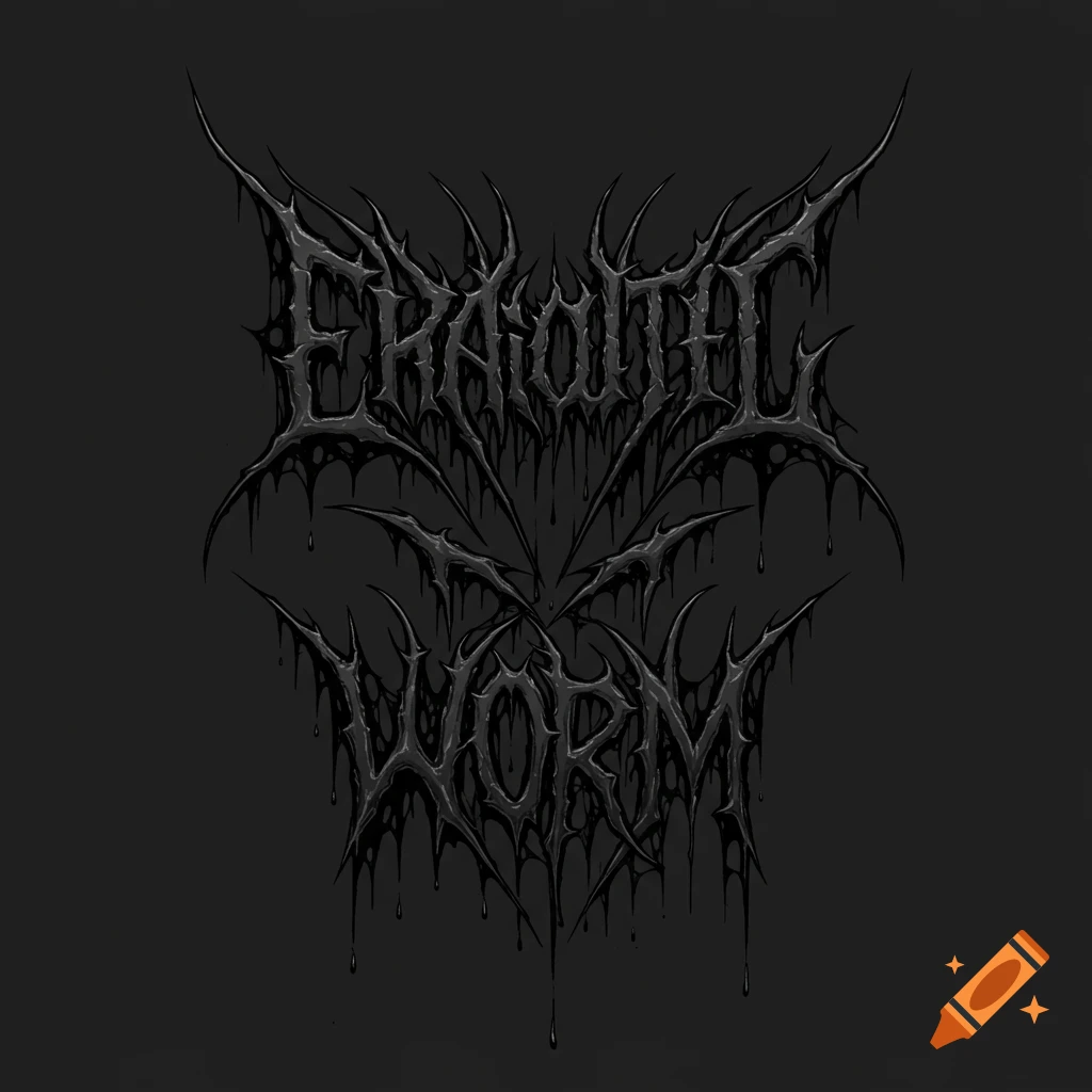 A black and grey logo in a spiky, dark black metal font reading 'Emaciated Worm'.