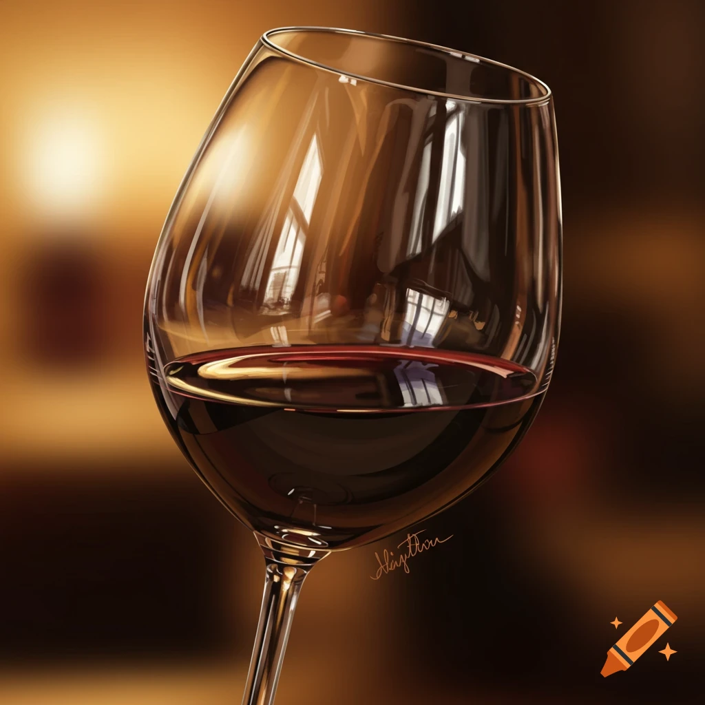 A close-up of a glass of red wine.