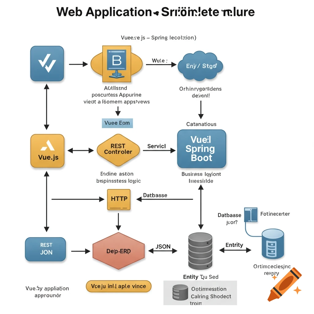 Web application architecture diagram with Vue.js and Spring Boot. on ...