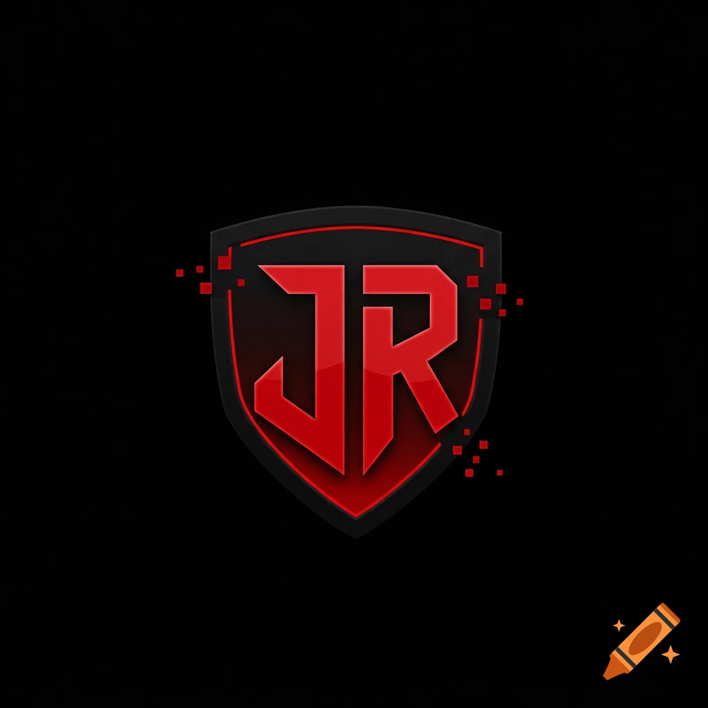 Red and black logo with the letters JR on a shield design with digital accents.