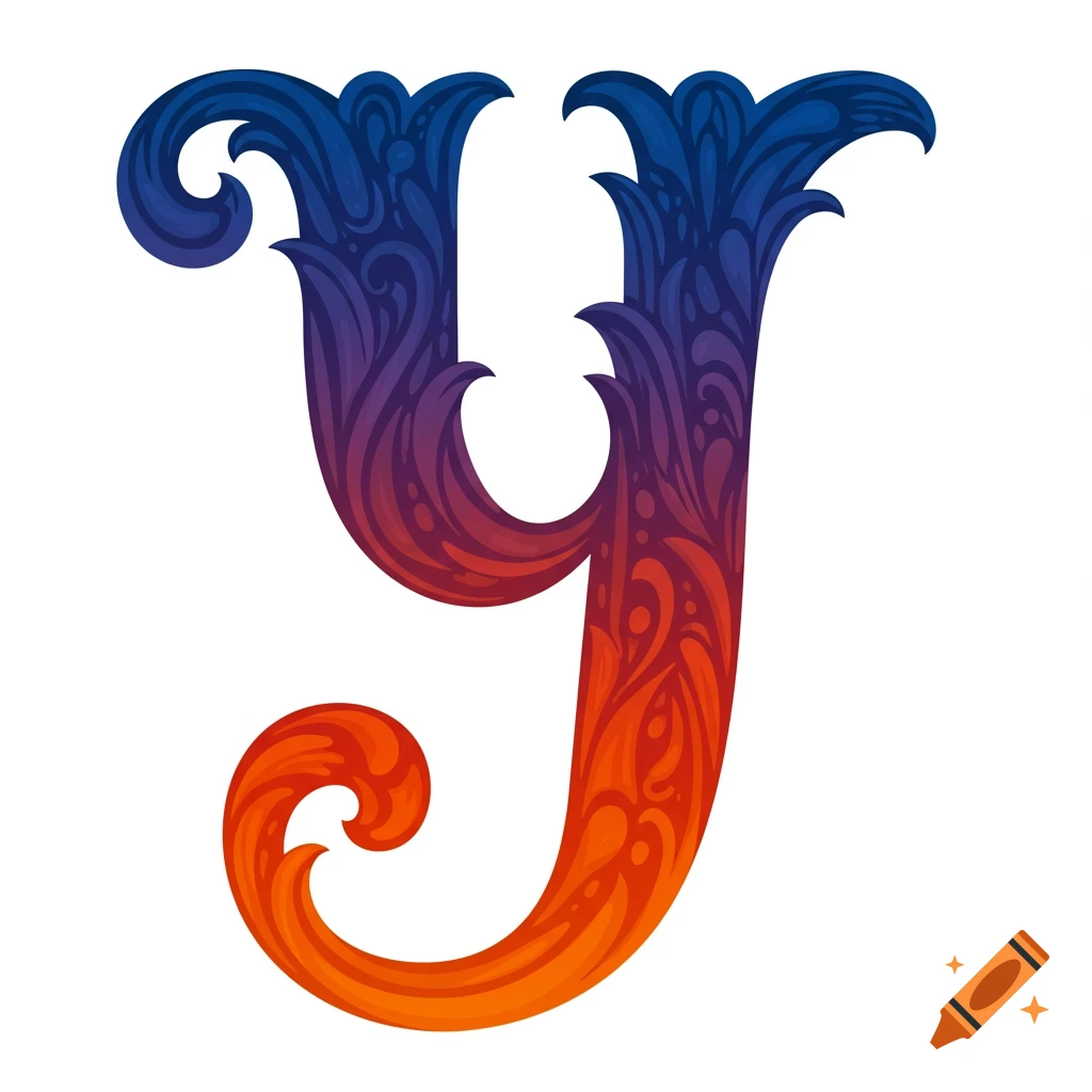 A decorative letter Y with a blue to orange gradient and swirling patterns.