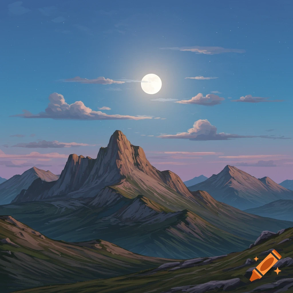 Moonlight over mountains