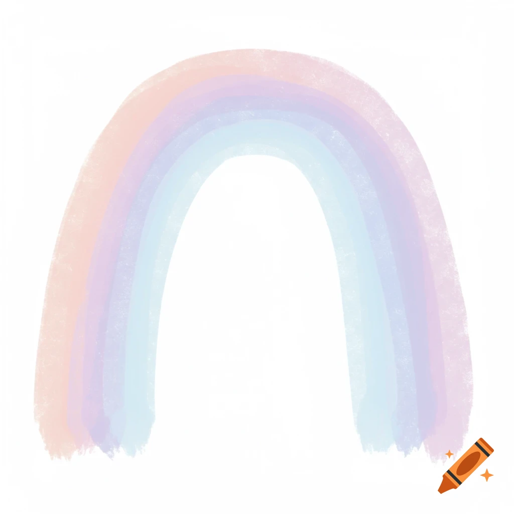 A soft pastel rainbow arch on a white background