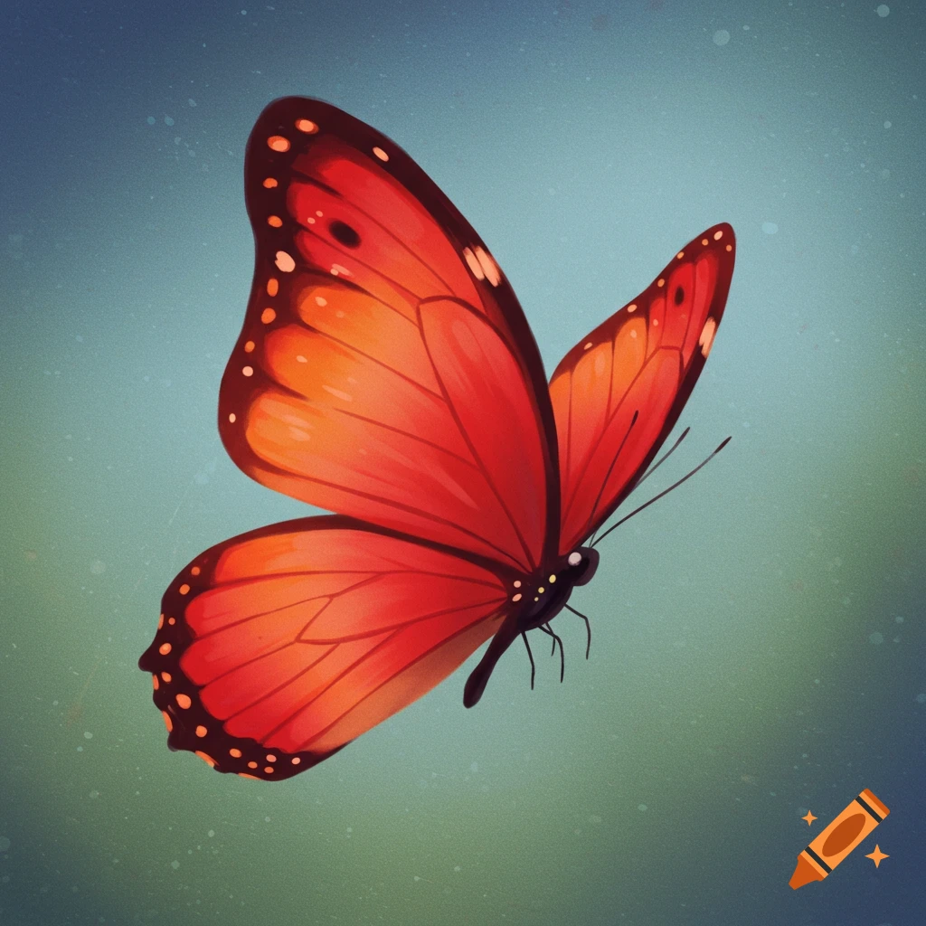 Illustration of a red and orange butterfly