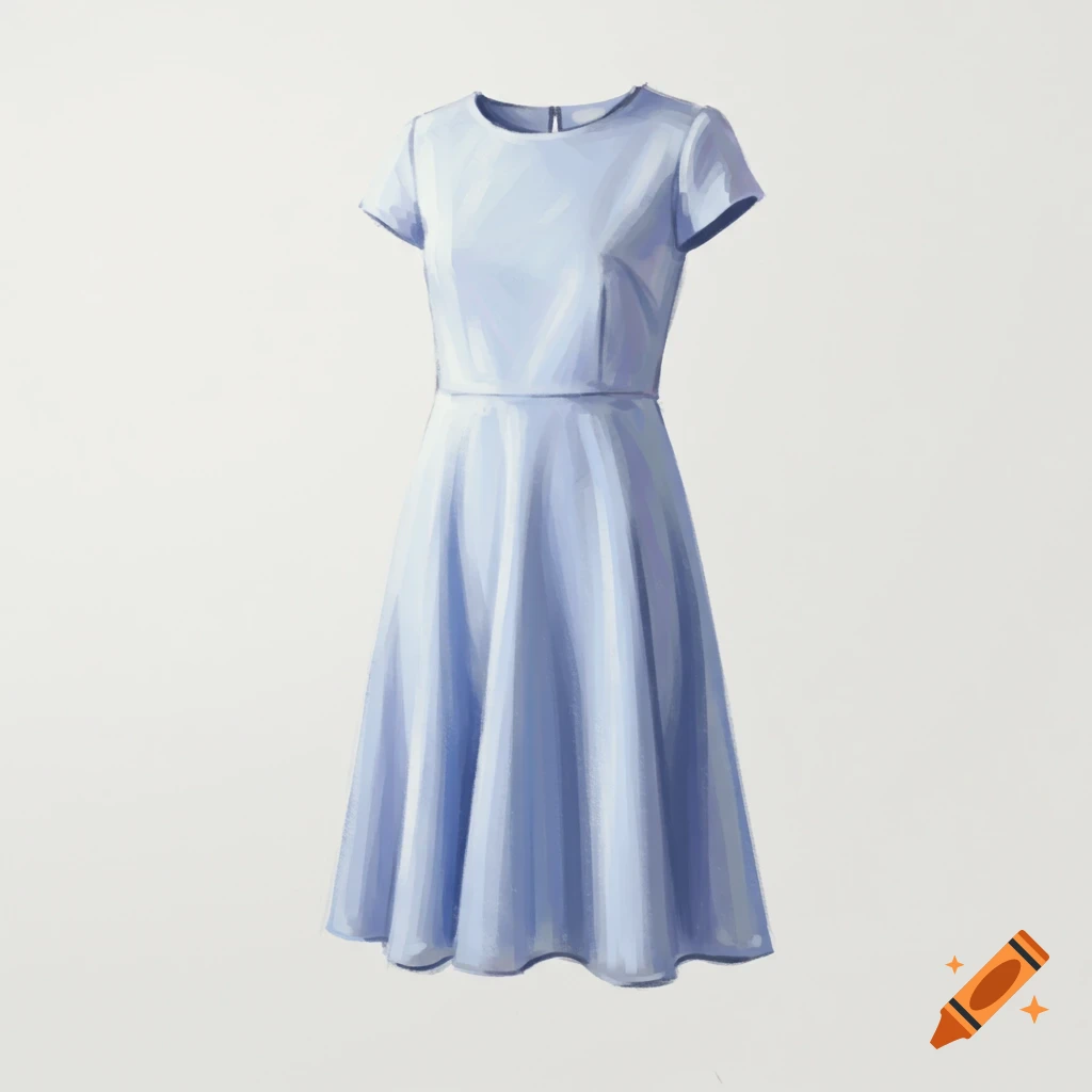 A light blue short-sleeved dress rendered in a painterly style.