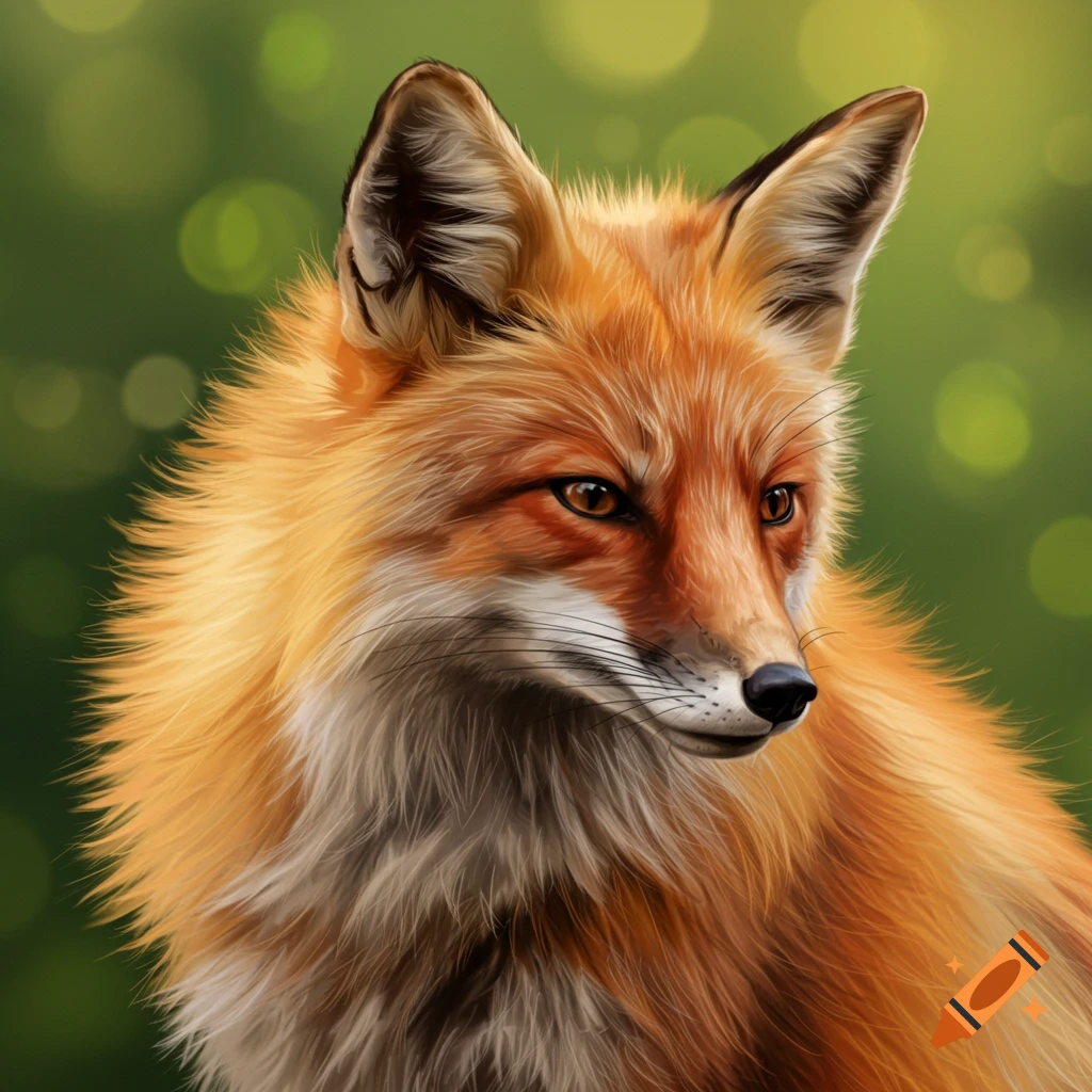 Close-up of a red fox with a blurred green background