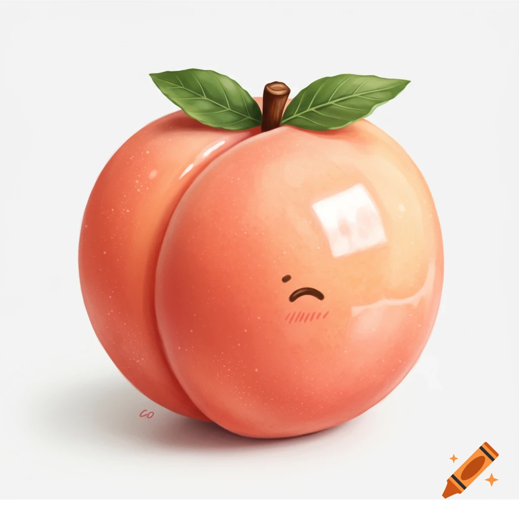 Cartoon illustration of a sad peach