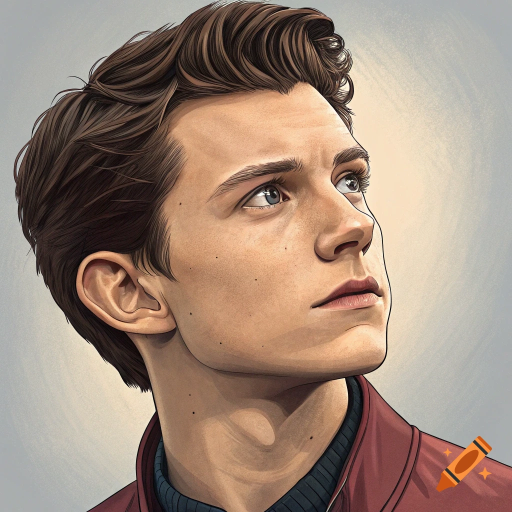 Illustration of Tom Holland looking up