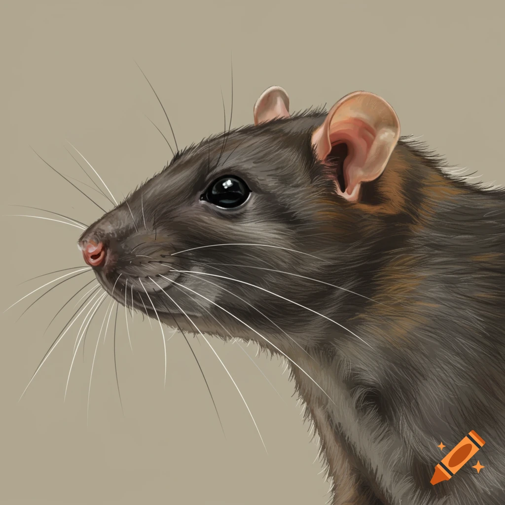 Close-up illustration of a rat's head and shoulders in profile.