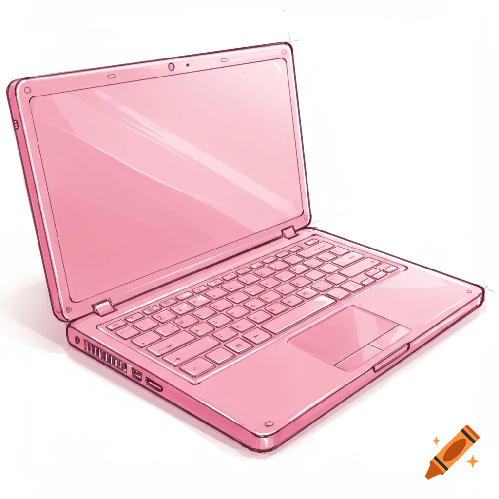 A pink laptop sketch